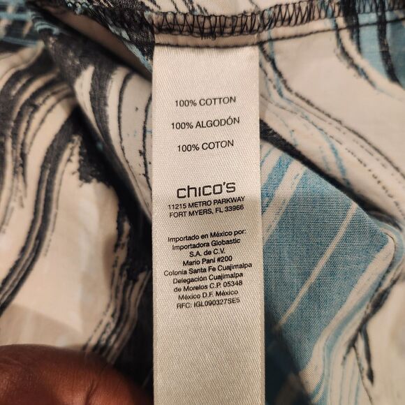 Chico's Wrinkle Resistant Multicolor Abstract Button Up Blouse Size 3 (XL 16) - Picture 6 of 9
